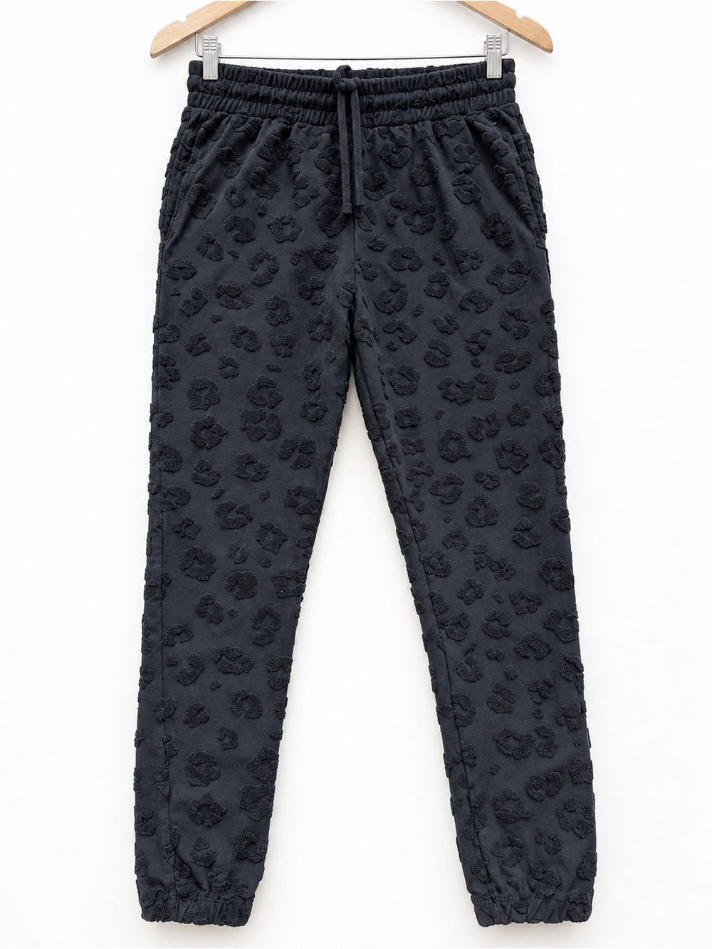 Cotton On Kids Black Textured Leopard Print Leggings Size 6